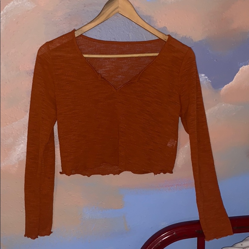 orange long sleeve crop top